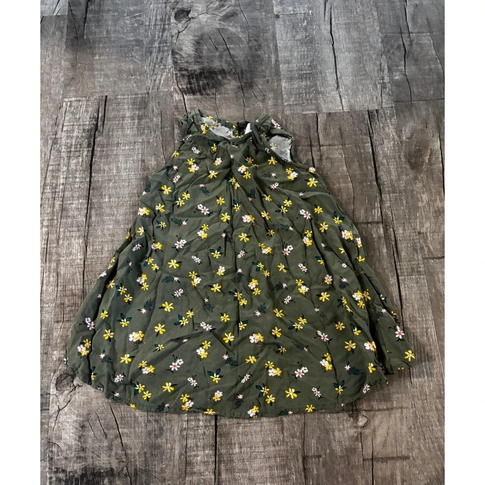 Old Navy Girls‎ Green Floral Dress Size 3T Sleeveless Ruffle Neck